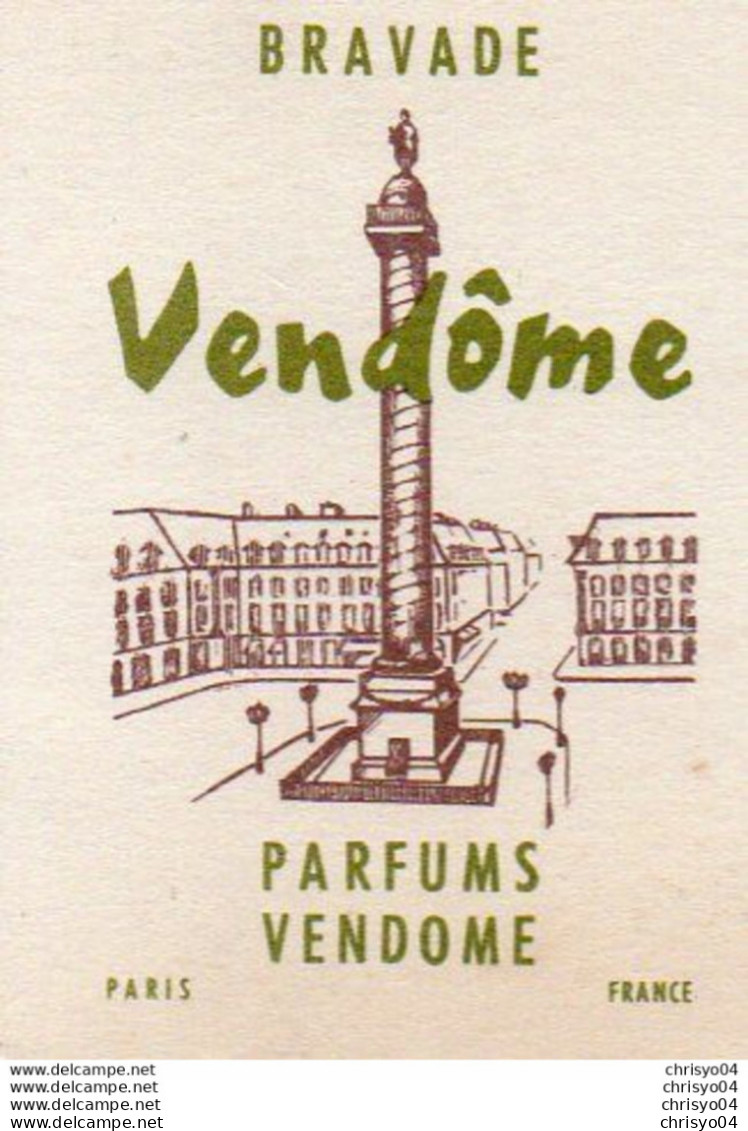 V11 96Hs  Parfum Carte Parfumée Bravade Vendome Paris - Anciennes (jusque 1960)