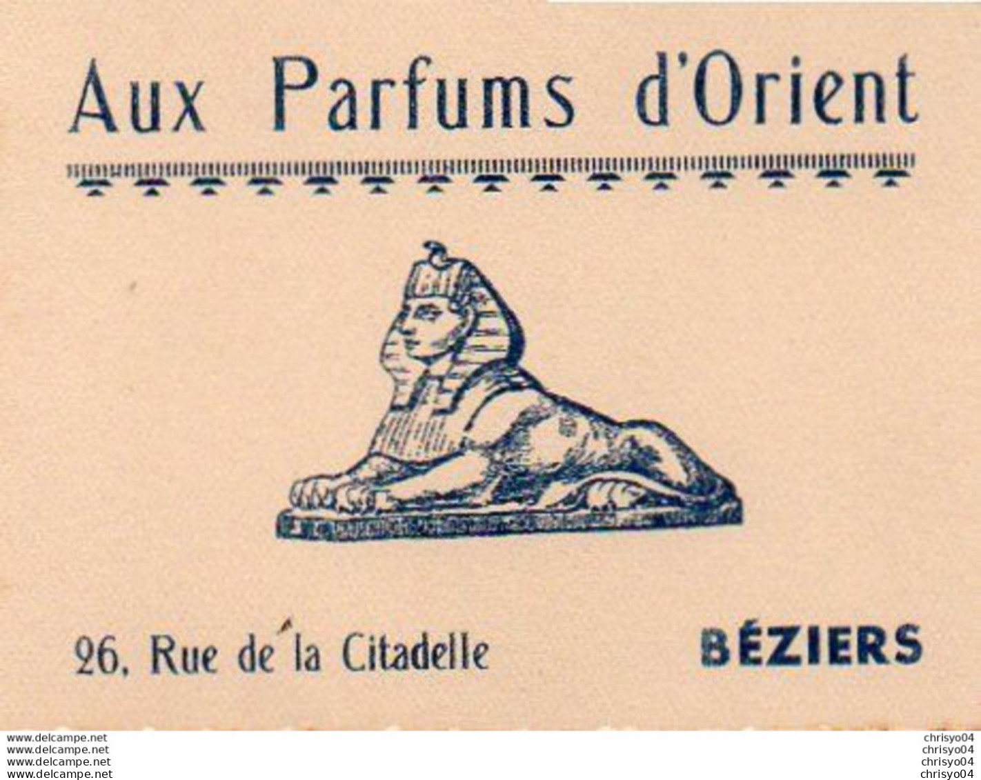 V11 96Hs  Carte Aux Parfums D'Orient 22 Rue De La Citadelle à Béziers - Autres & Non Classés