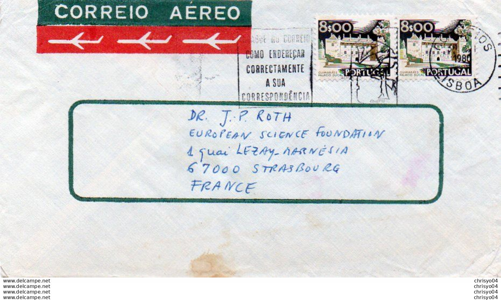 V11 96Hs  Courrier Air Mail Oblitération Timbres Portugal En 1980 - Marcofilia