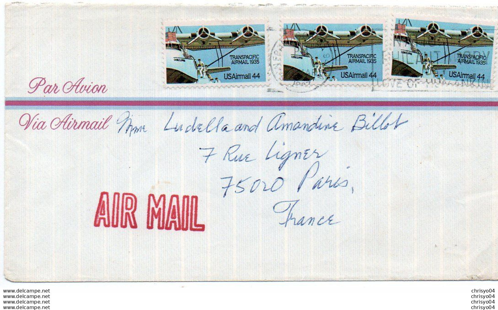 V11 96Hs  Courrier Air Mail Oblitération Timbres Etats Unis USA En 1987 - Altri & Non Classificati