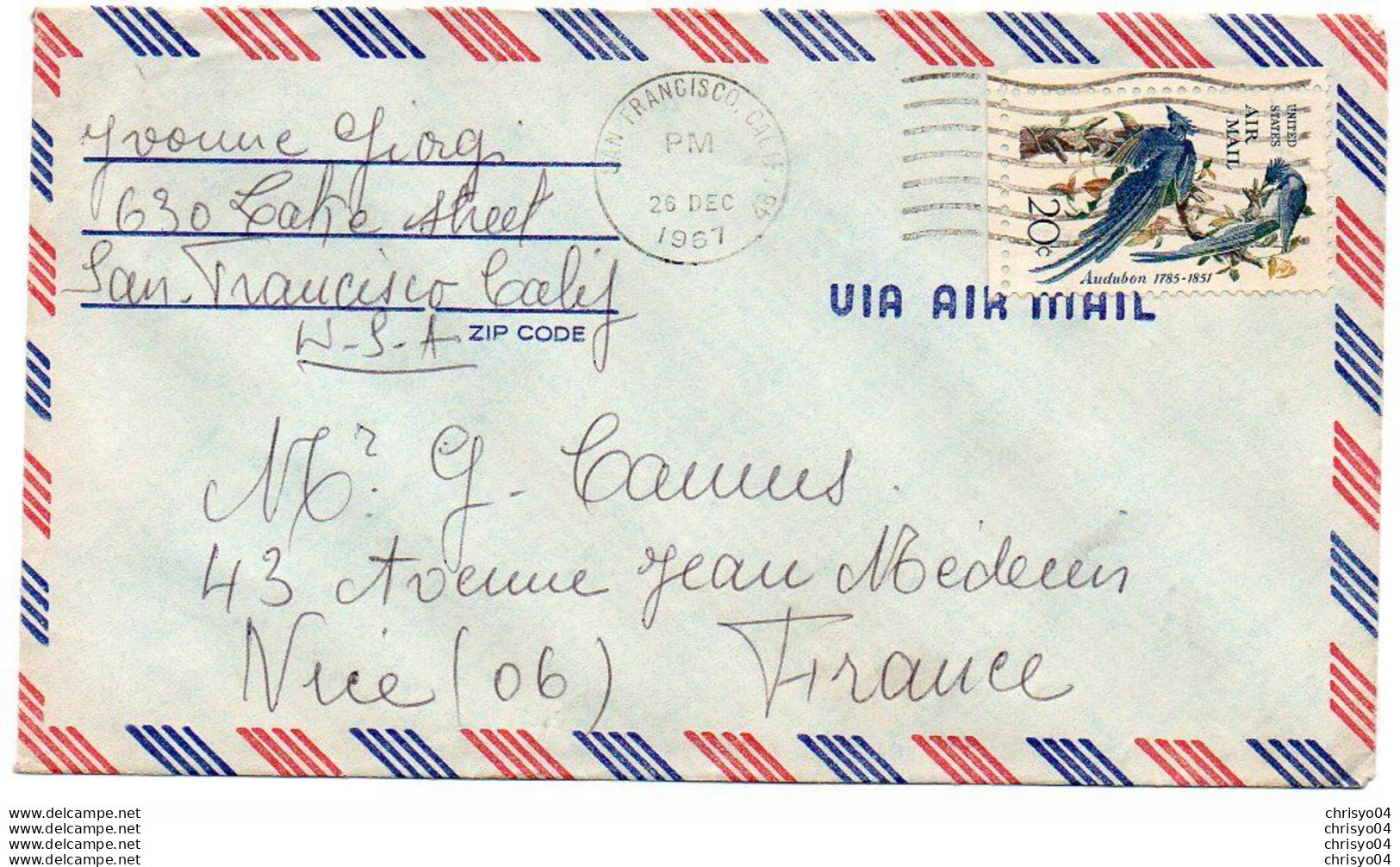 V11 96Hs  Courrier Air Mail Oblitération Timbres Etats Unis USA From San Francisco En 1967 - Other & Unclassified