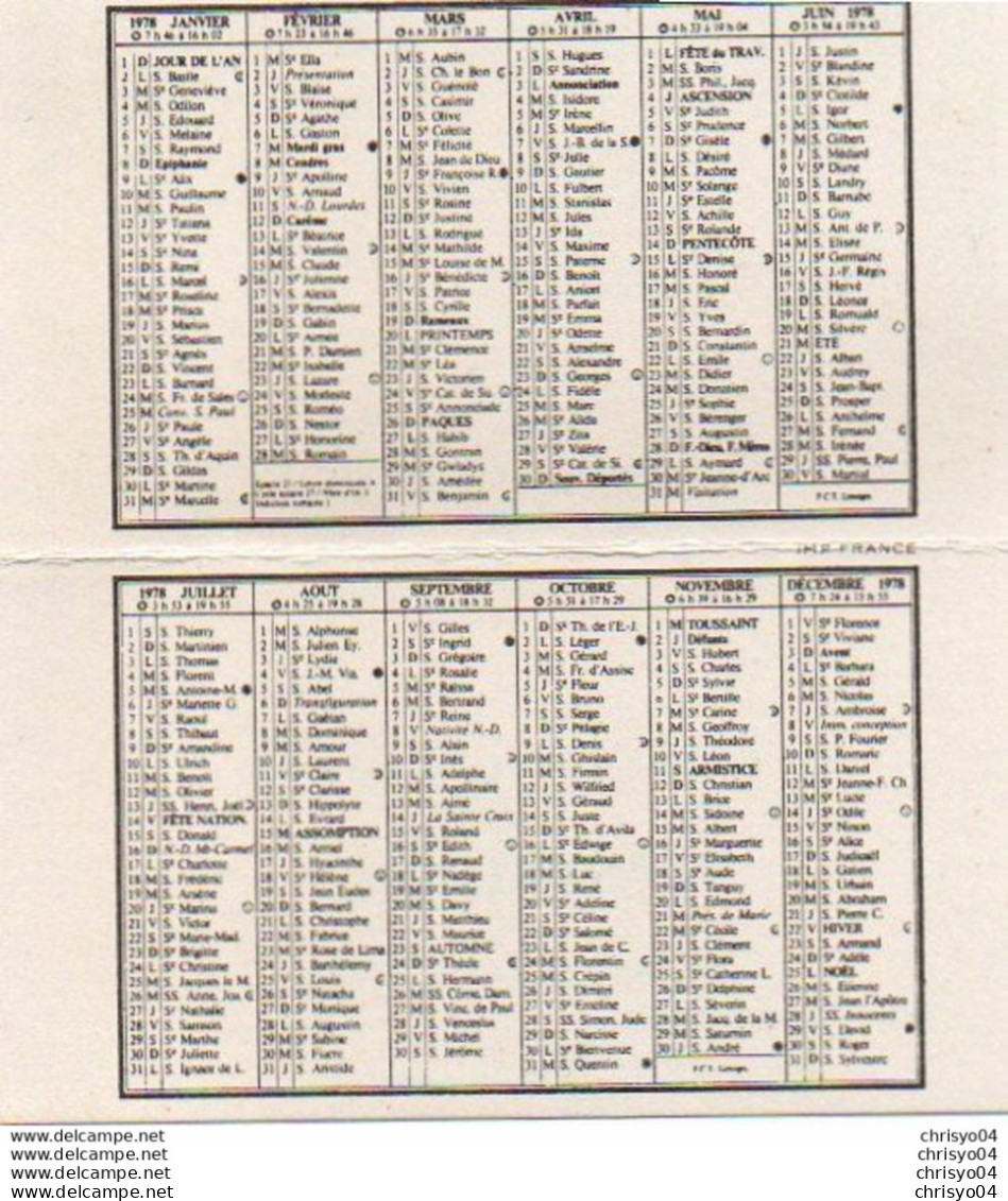 V11 96Hs  Calendrier De Poche Floramye 1978 Coiffeur Gonçalves J. 24 Rue De La Republique à Chalindrey - Small : 1971-80