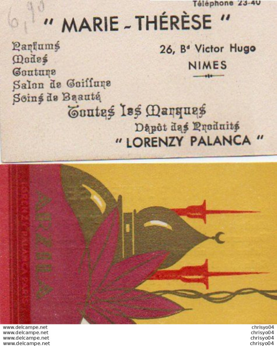 V11 96Hs  Carte Parfums Lorenzy Palanca Parfumerie Marie Thérèse 28 Bd V. Hugo à Nimes Arzila - Profumeria Antica (fino Al 1960)