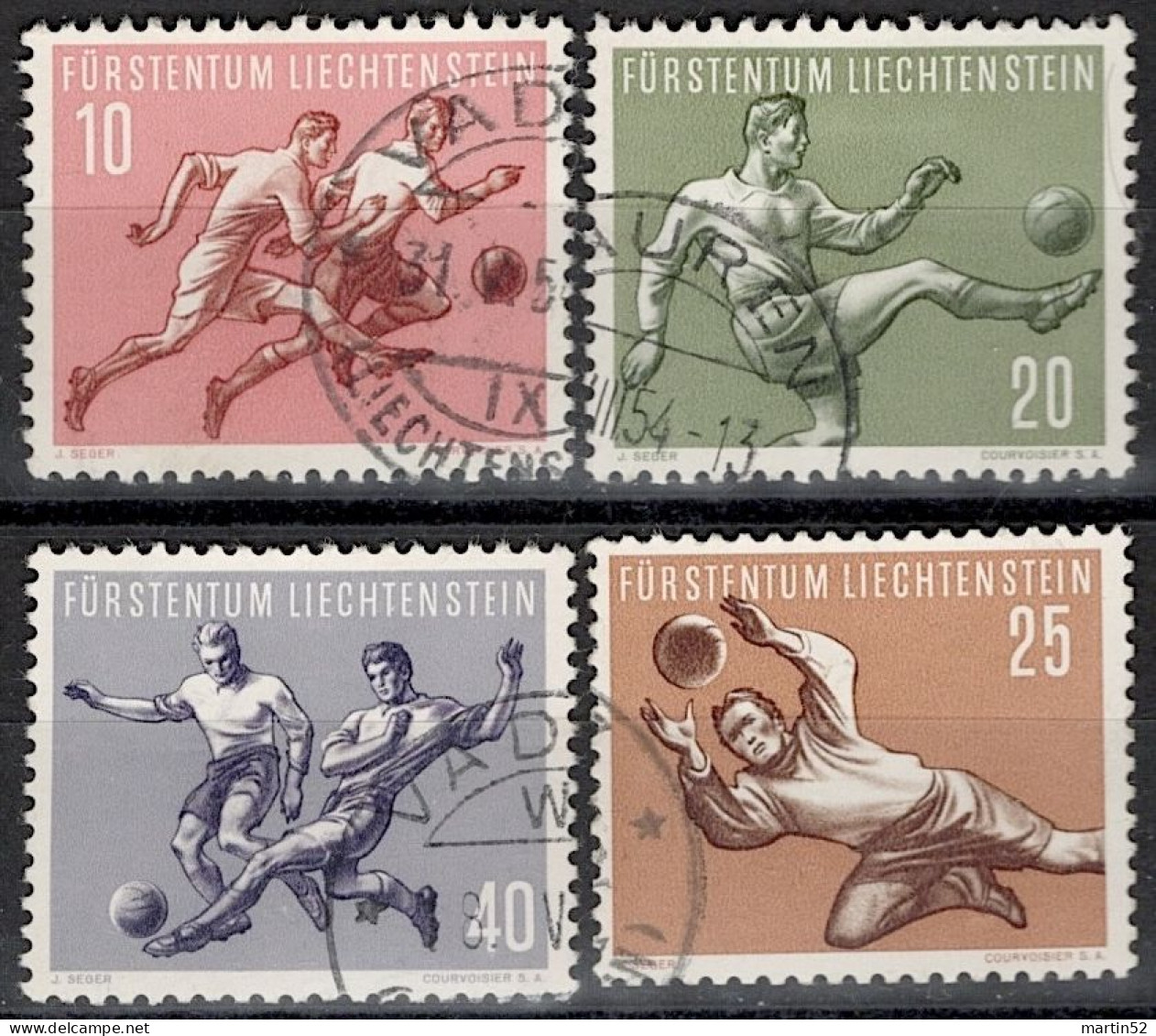 Liechtenstein 1954: Fussball Football Soccer Zu 266-269 Mi 322-325 Yv 284-287 Gestempelt Obliterée Used (Zu CHF 55.00) - 1954 – Suisse