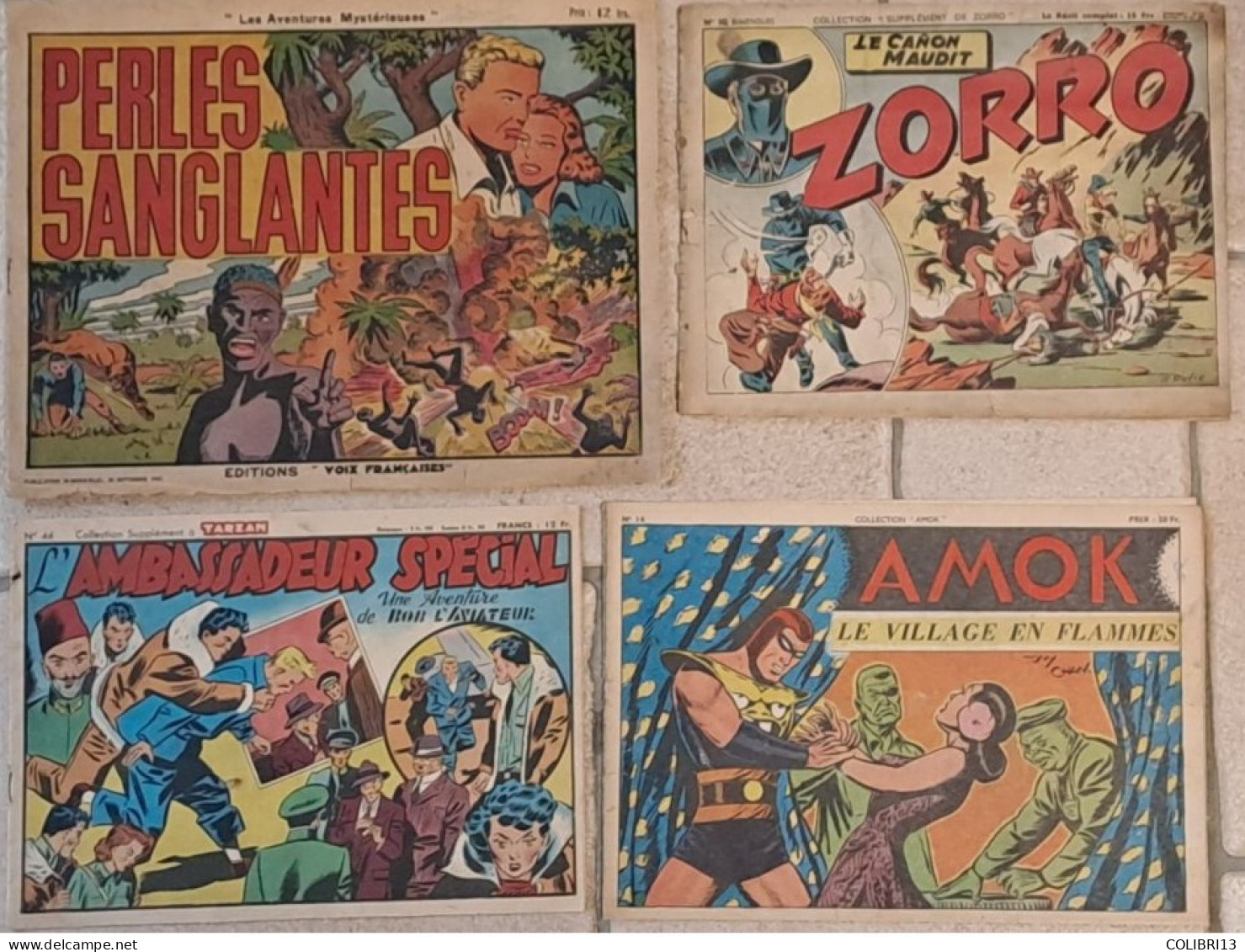 RECITS COMPLETS Lot De 4RC Les AVENTURES MYSTERIEUSES 1947 AMOK N°16 Supplément De ZORRO N°10 Supplément à TARZAN N°44 - Bücherpakete