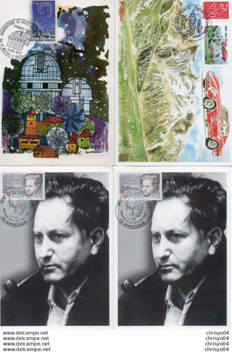 1V4 JE  Lot De 4 Cartes Maximum Du 04 Alpes De Haute Provence Jean Giono Ferrari Observatoire St Michel - Colecciones & Series