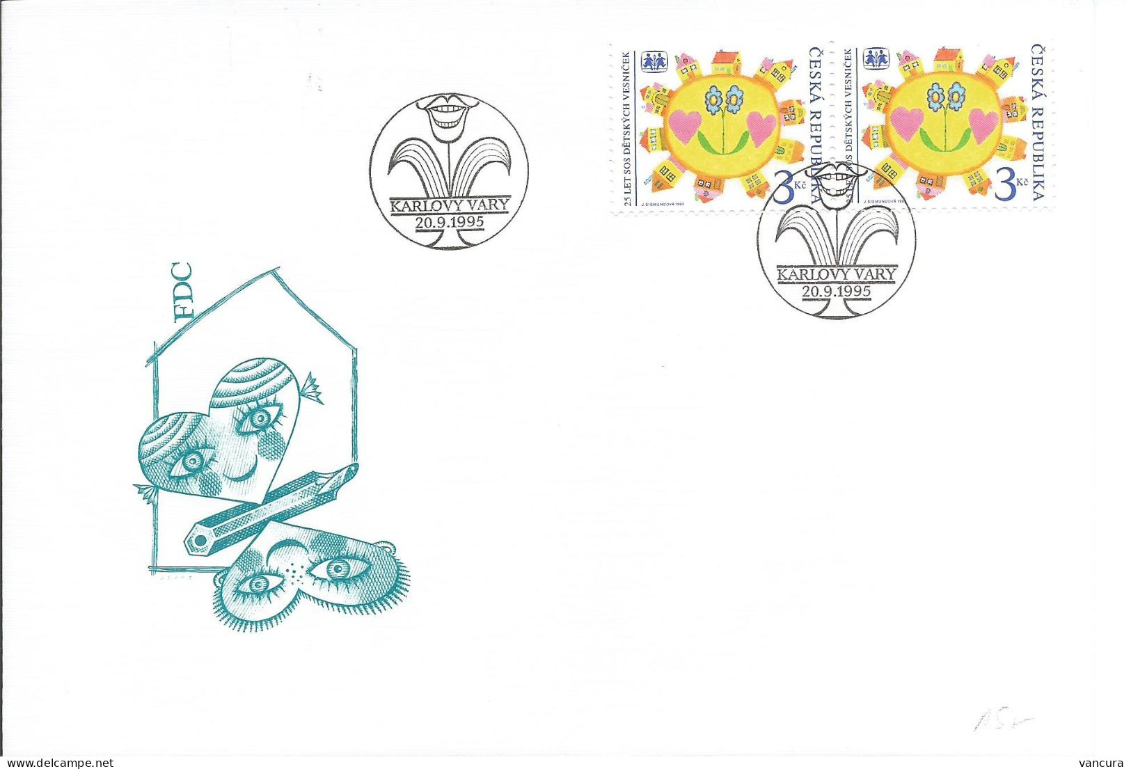 FDC 88 Czech Republic 25 YEARS OF THE "SOS" VILLAGES 1995 - FDC