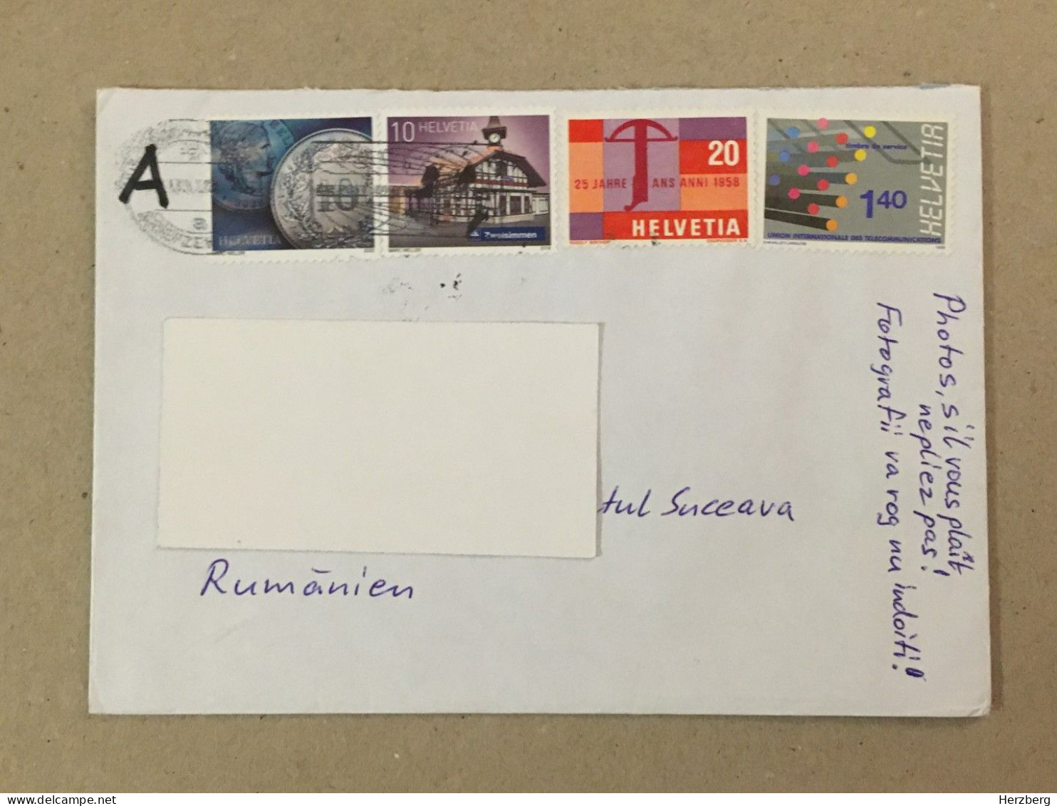 Schweiz  Svizzera Suisse Used Letter Stamp On Cover Swiss Francs Zweisimmen International Telecommunications Union 2012 - Other & Unclassified