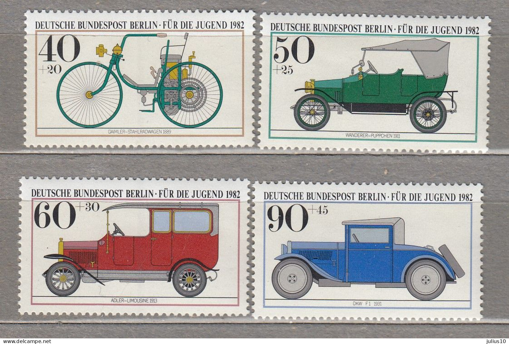 GERMANY BERLIN 1982 Cycling Old Cars MNH(**) Mi 660-663 #Tr82 - Autres (Terre)