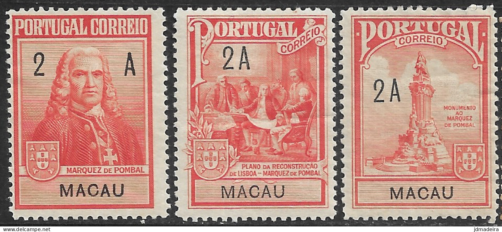 Macao Macau – 1925 Marquês Do Pombal Monument Mint Set - Usati