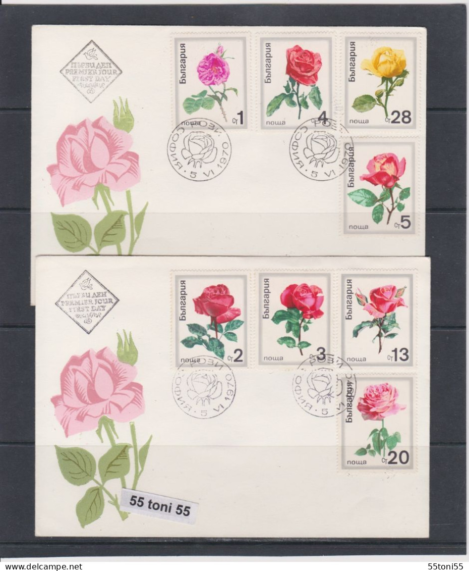 1970 Flora Roses, Mi-1999/2006 8v.-2 FDC  Bulgaria / Bulgarie - FDC