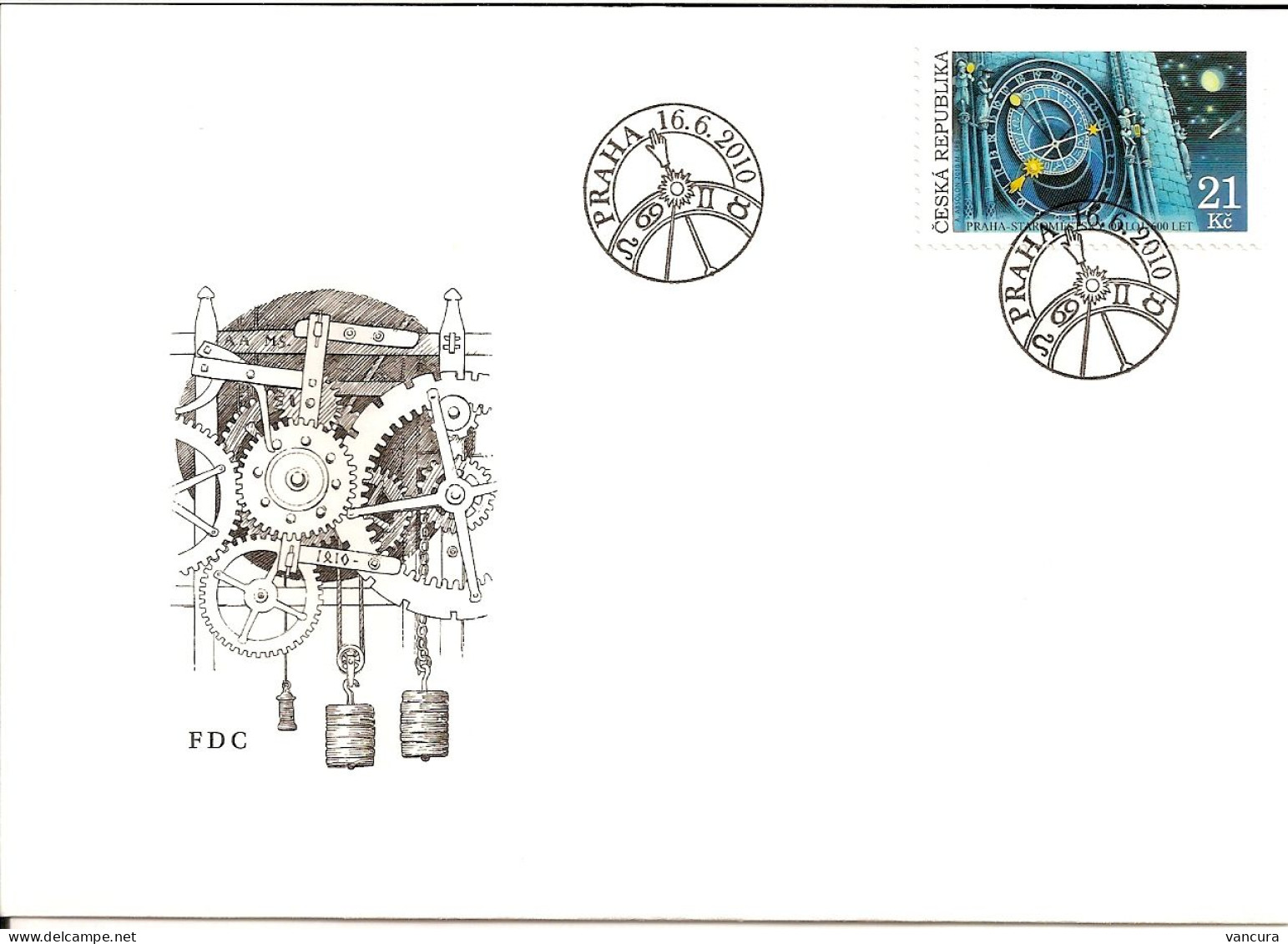 FDC 640 Czech Republic Big Tower Clock Of The Prague Old Town 2010 - Orologeria