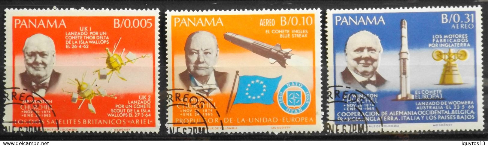 PANAMA 1962 - Space Exploration 3 Timbres Sir Winston Churchill - Format : 50 X 40mm - Oblitérés - Sir Winston Churchill