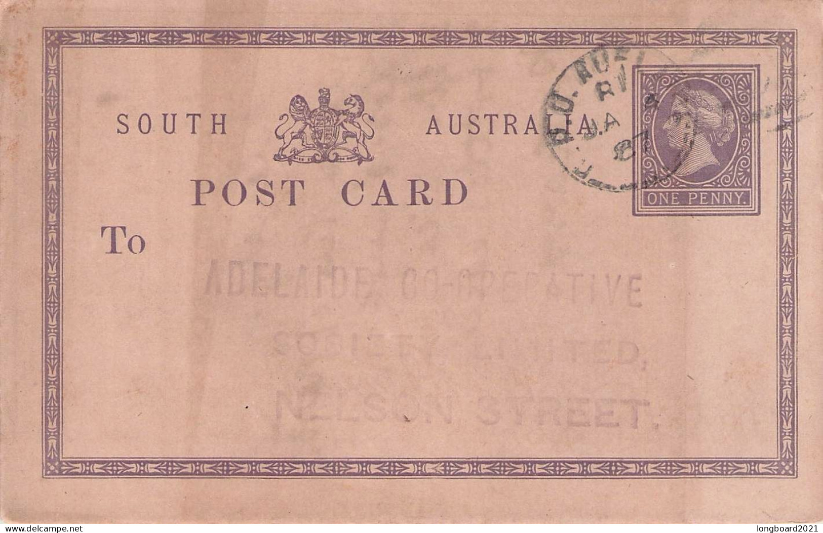 SOUTH AUSTRALIA - POSTCARD ONE PENNY 1887 / 5228 - Cartas & Documentos