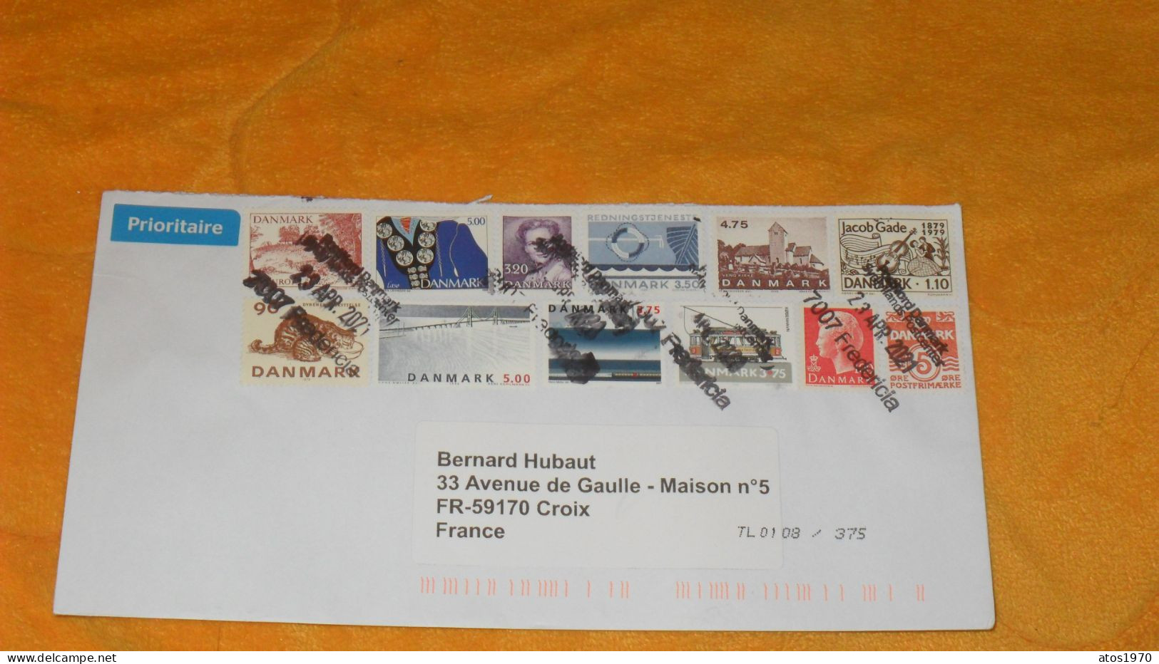 ENVELOPPE DE 2021 ./ MARQUE DANEMARK..POUR CROIX...+ TIMBRES X12... - Cartas & Documentos