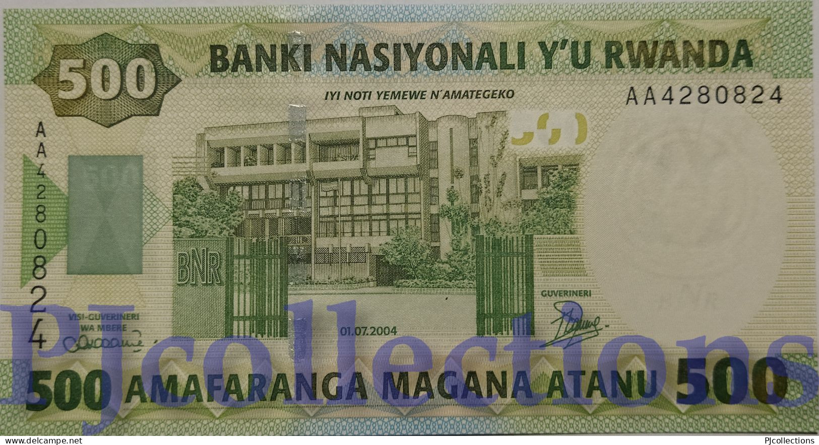 RWANDA 500 FRANCS 2004 PICK 30 UNC PREFIX "AA" - Ruanda