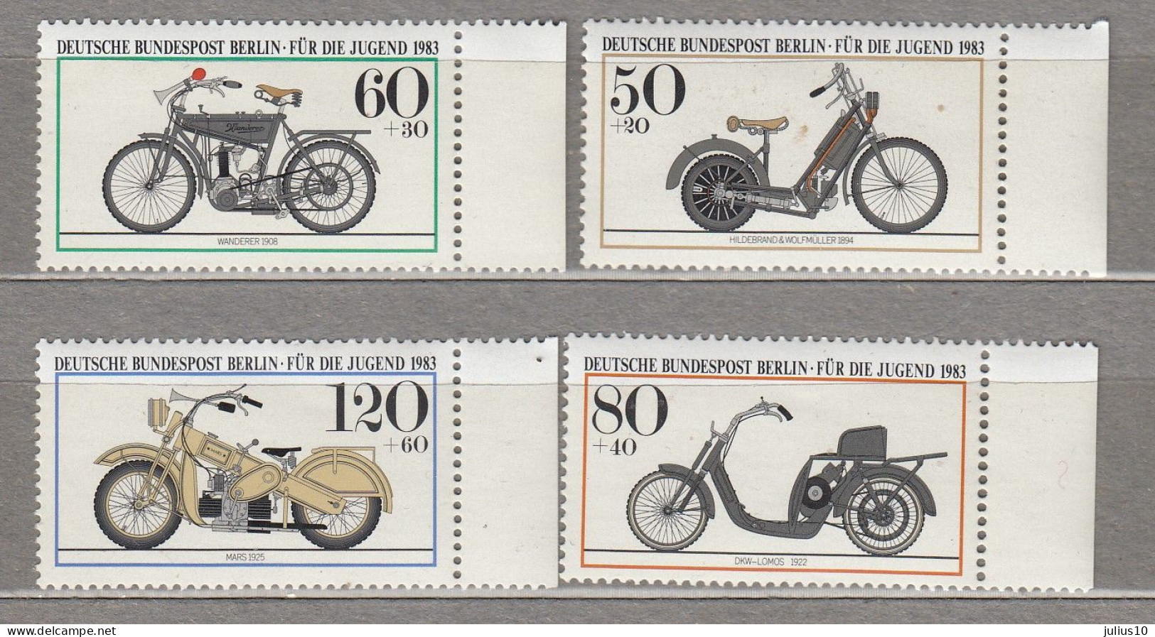 GERMANY BERLIN 1983 Motorbikes MNH(**) Mi 694-697 #Tr77 - Motorbikes