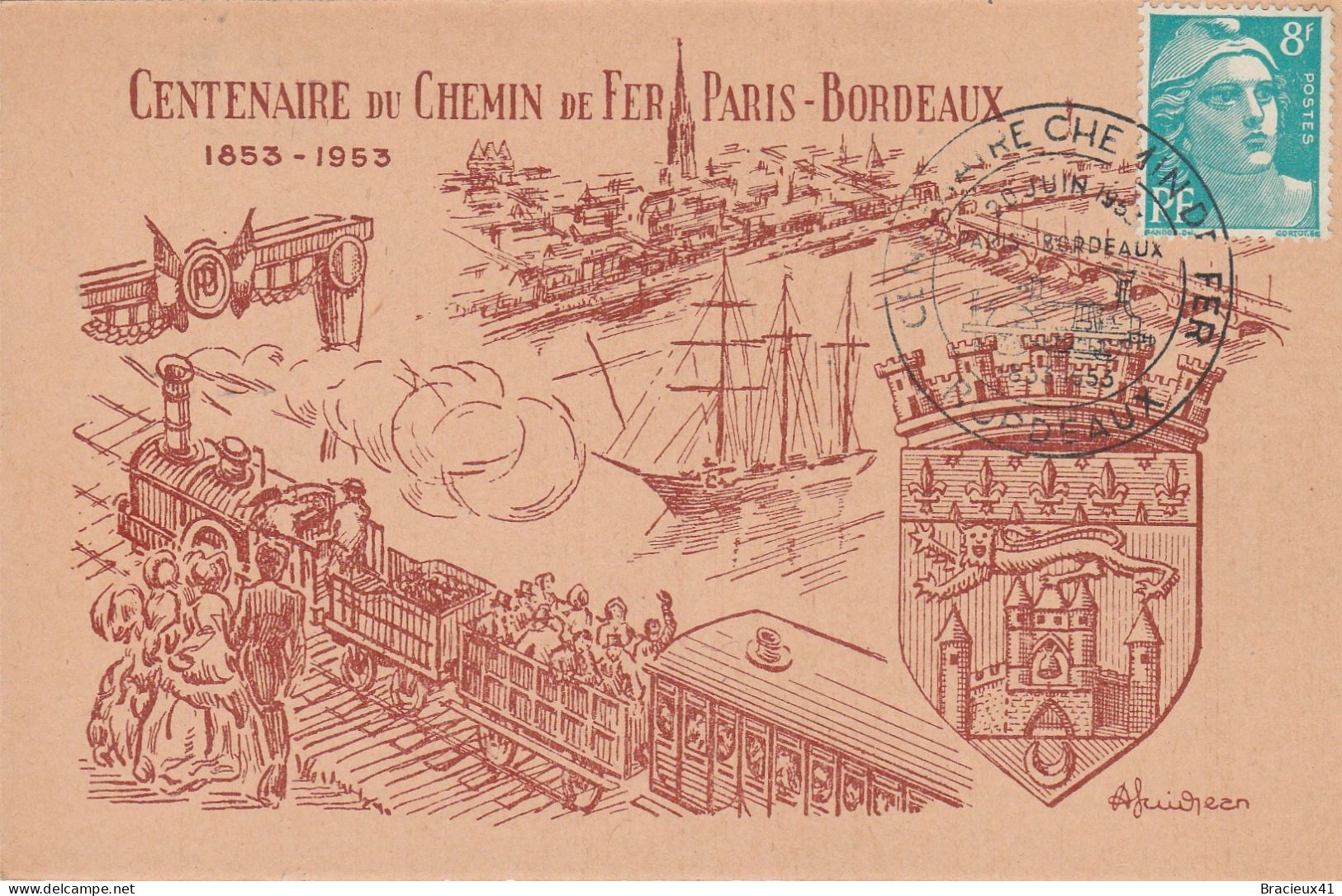 CENTENAIRE DU CHEMIN DE FER PARIS BORDEAUX 1853 - 1953 - Autres & Non Classés