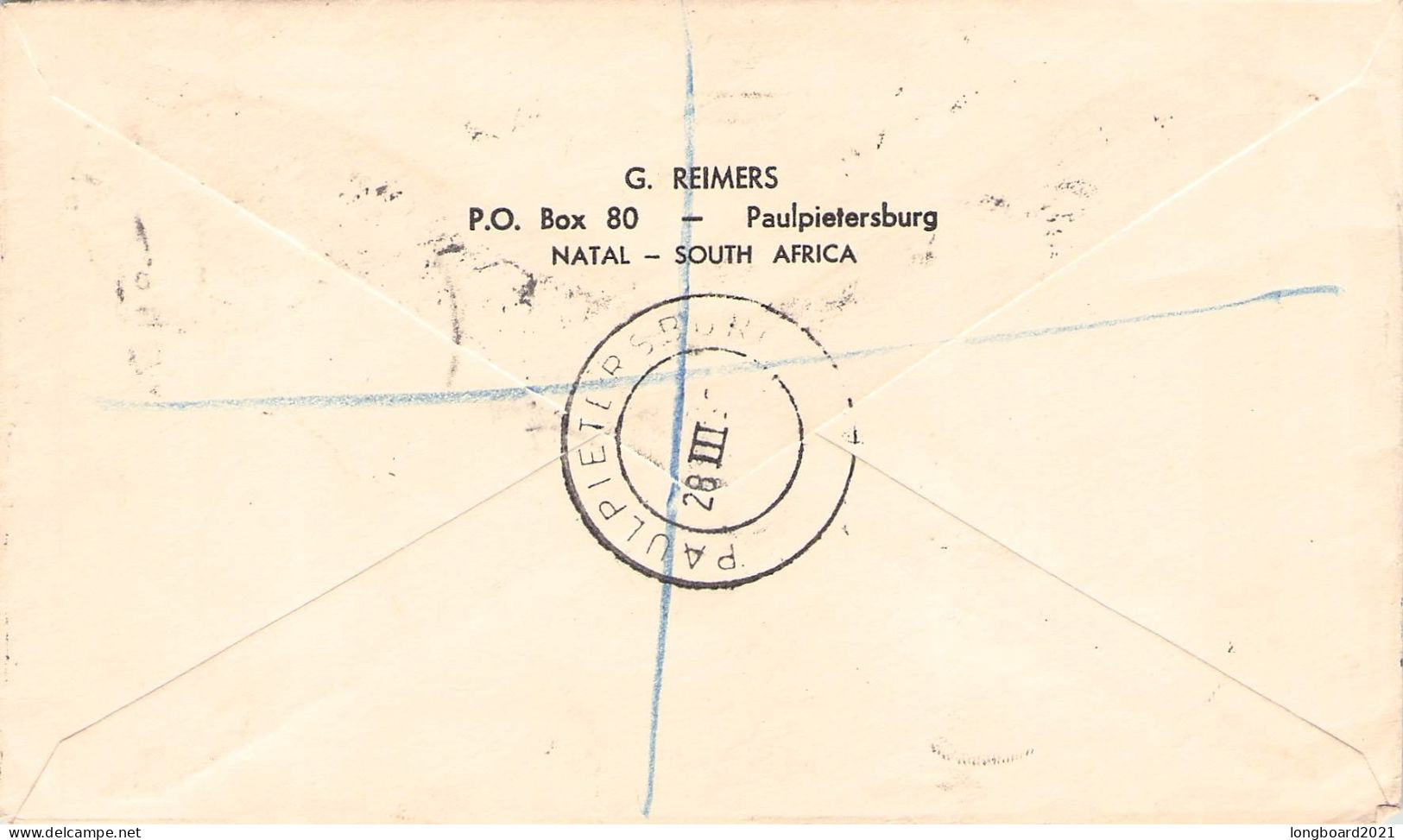 SOUTH AFRICA - REGISTERED AIRMAIL 1958 - EICKEN/DE / 5234 - Covers & Documents
