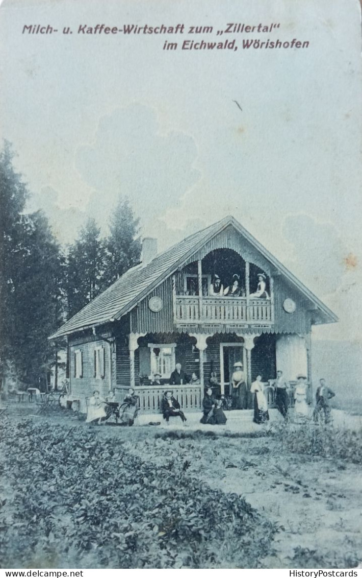 Wörishofen, Milch- U. Kaffee-Wirtschaft Zum "Zillertal" Im Eichwald, 1910 - Bad Woerishofen