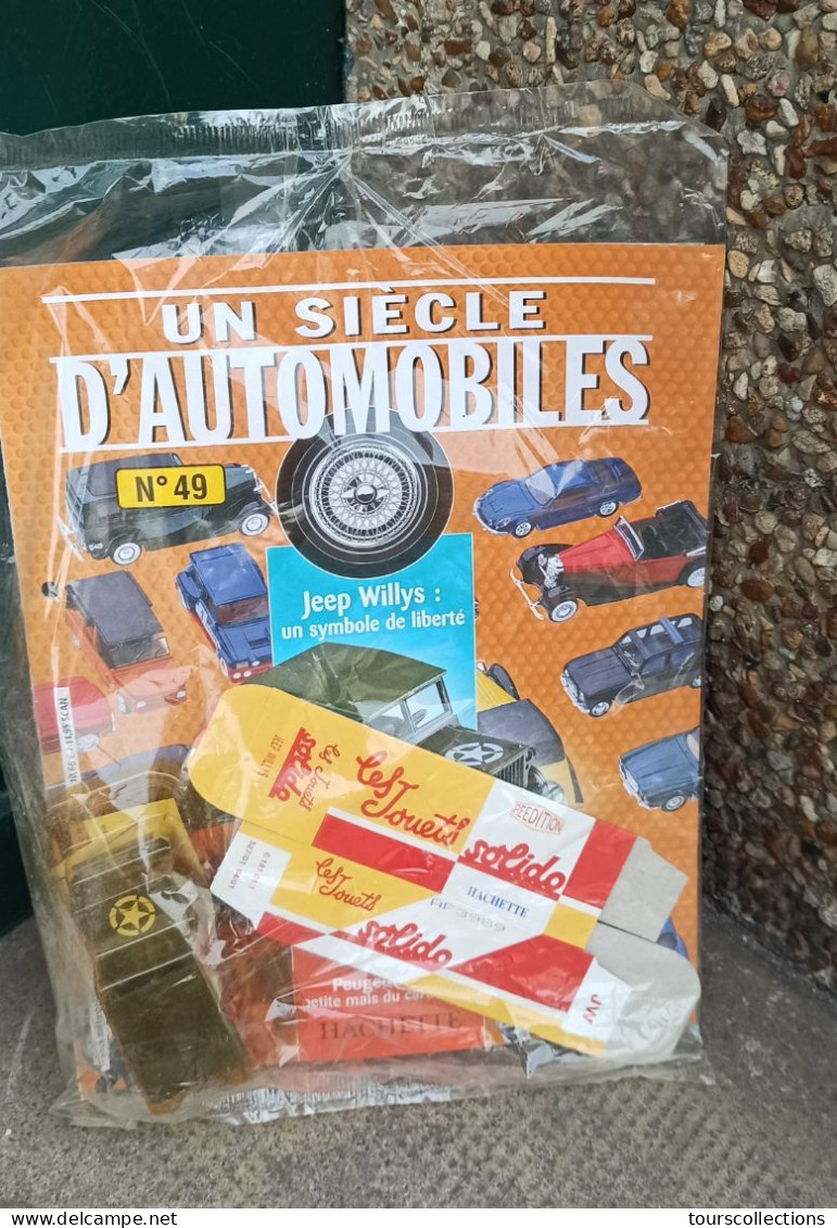 1/43 SOLIDO JEEP WILLYS Kaki  + BOÎTE & FICHE UN SIECLE D'AUTOMOBILES N° 49 - Solido