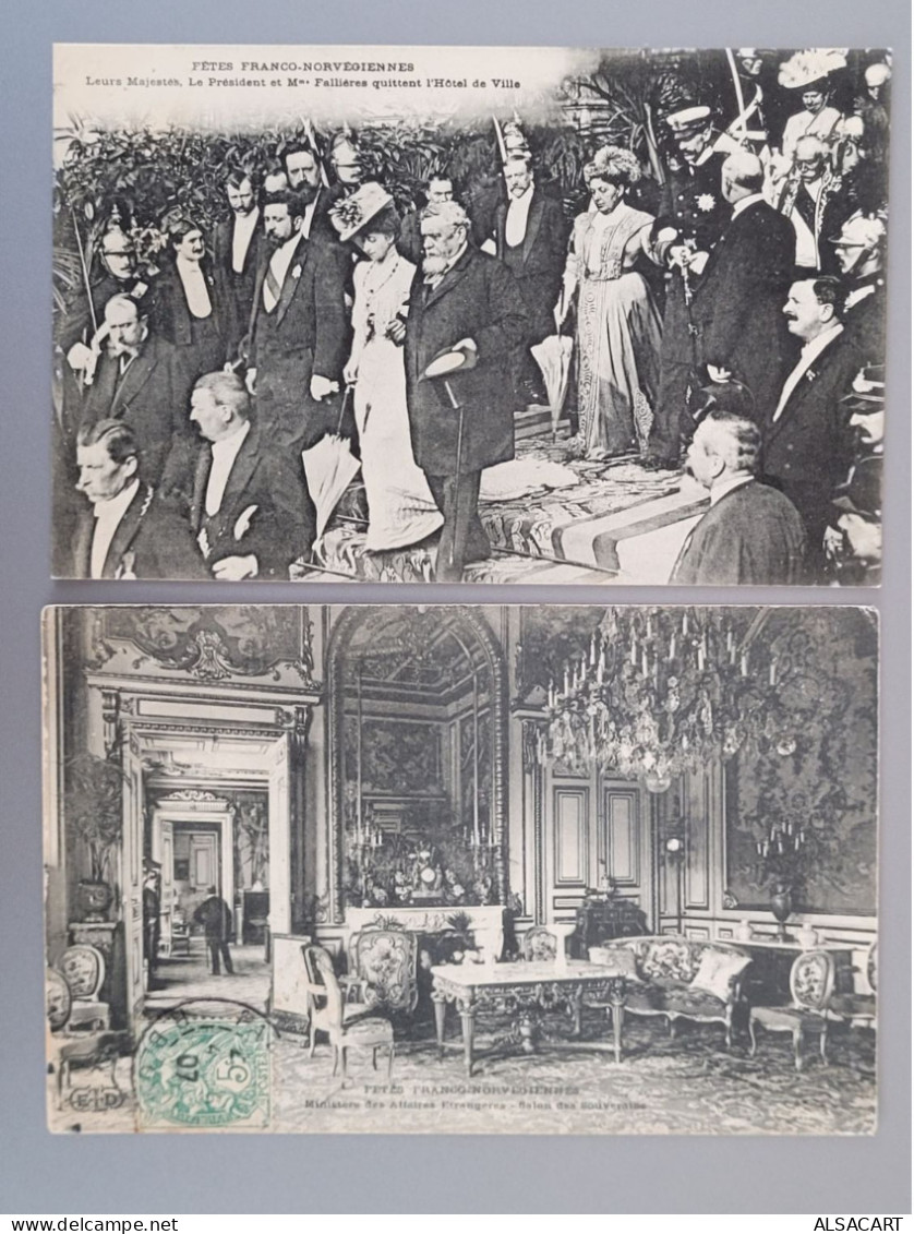 Fêtes Franco-norvegiennes   1907  . 2 Cartes - Manifestations