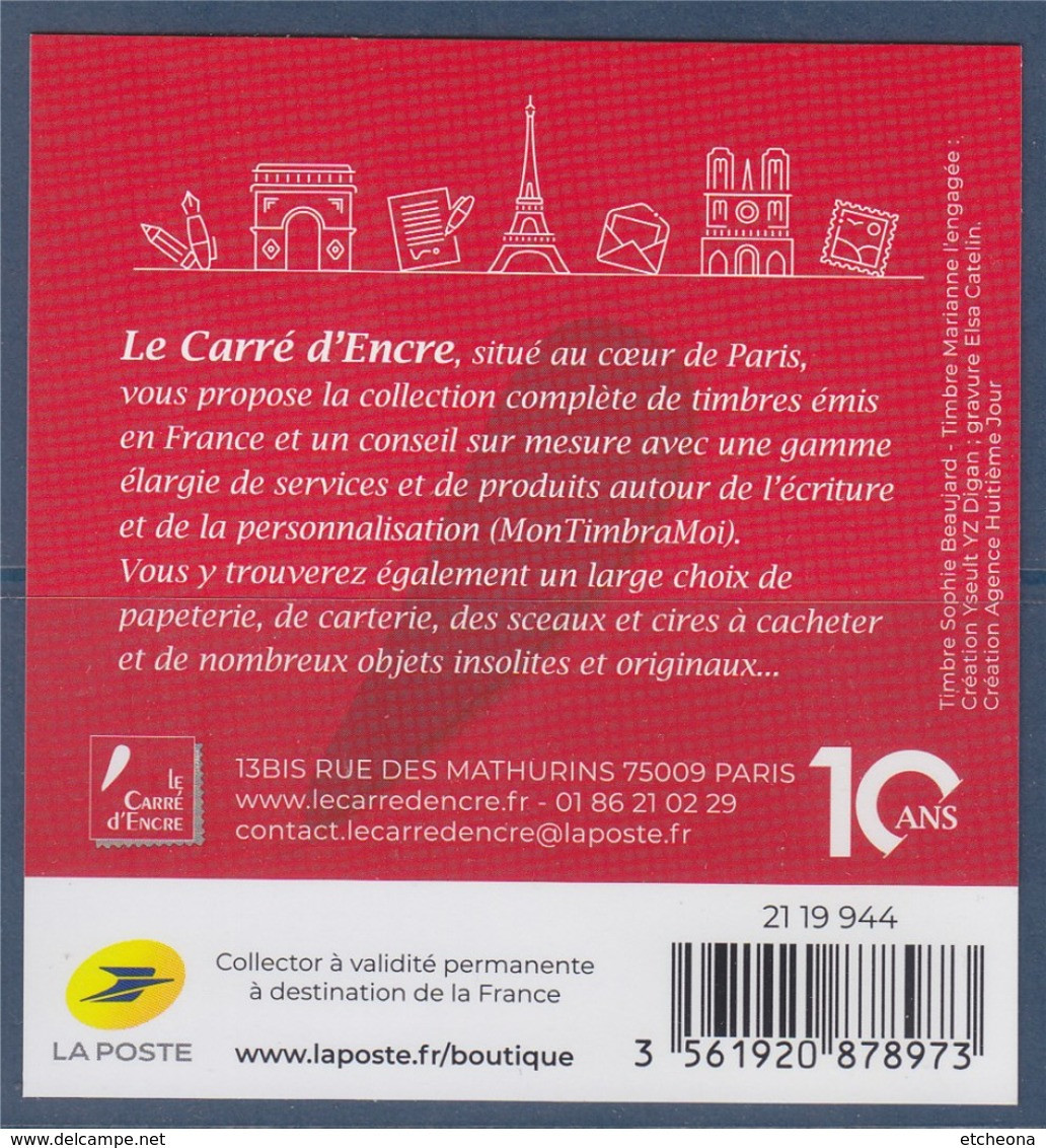 Mini Collector Carré D'Encre Fête Ses 10 Ans Timbre TVP LV Adhésif Philaposte - Neufs