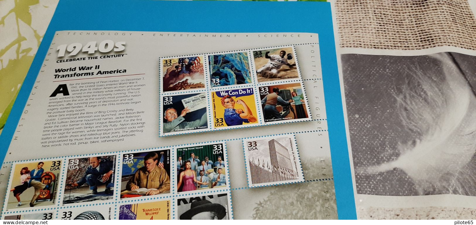 USA 1999 / CELEBRATE THE  20 TH CENTURY / 1940s - 1949s / ORSON WELLS / POSTWAR BABY BOOM / 15 TP / NEUF FDC - Hojas Bloque