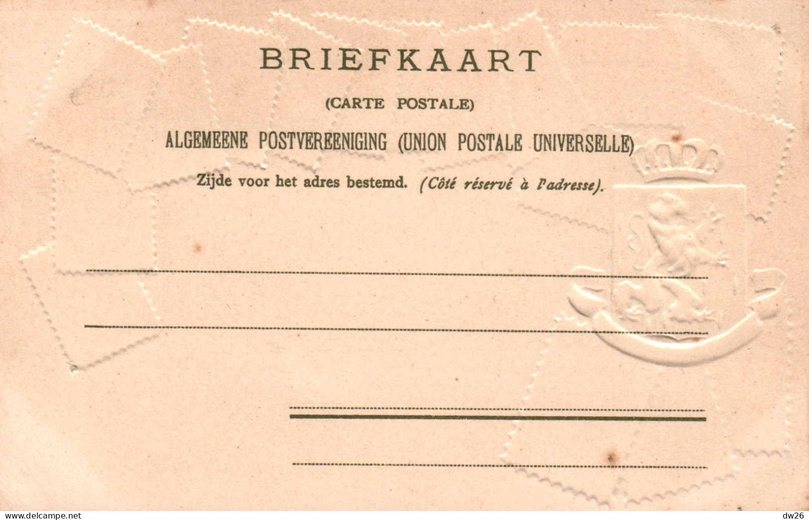 Représentation De Timbres: Stamps Nederland Et Armoiries: Je Maintiendrai - Carte Gaufrée Dos Simple - Briefmarken (Abbildungen)