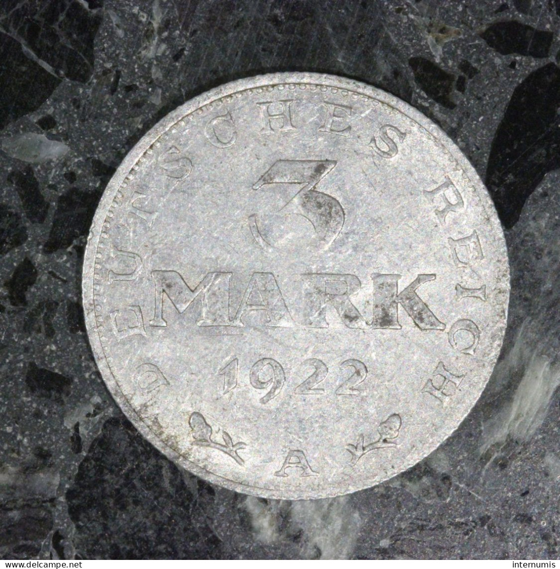  Allemagne / Germany, , 3 Mark, 1922, Berlin, Aluminium, TTB (EF),
KM#29 - 3 Marcos & 3 Reichsmark