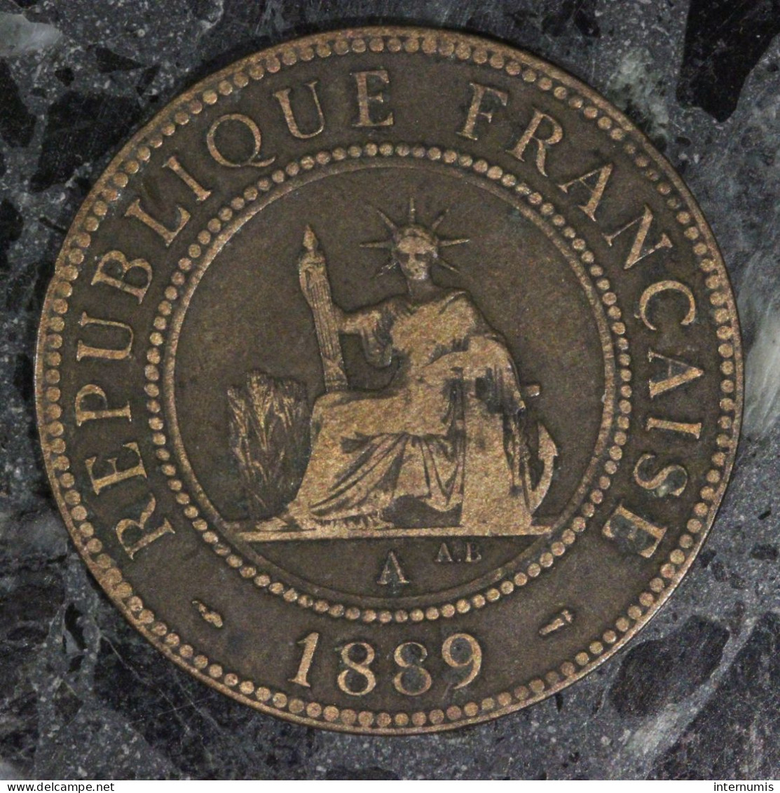  Indochine / Indochina, , 1 Centième / 1 Cent, 1889, , Bronze, TB+ (VF),
KM#1, Lec.41 - Französisch-Indochina