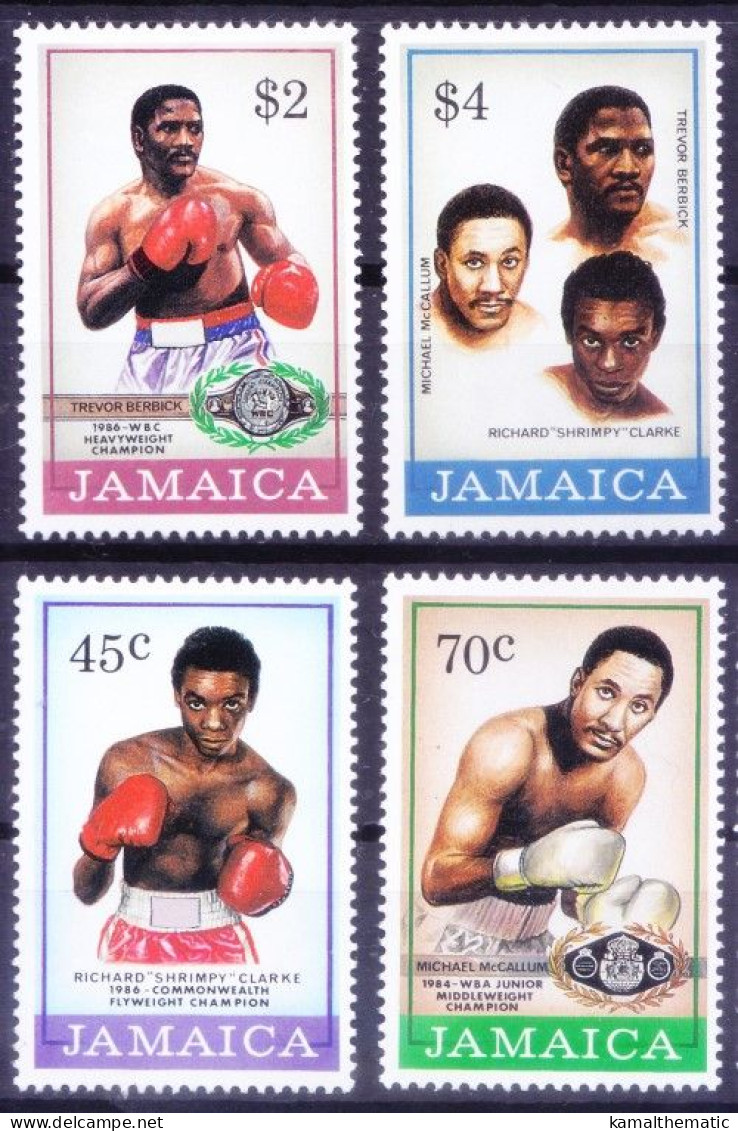 Jamaica 1986 MNH 4v, Richard Shrimpy Clarke, Boxing Champions, Sports - Pugilato