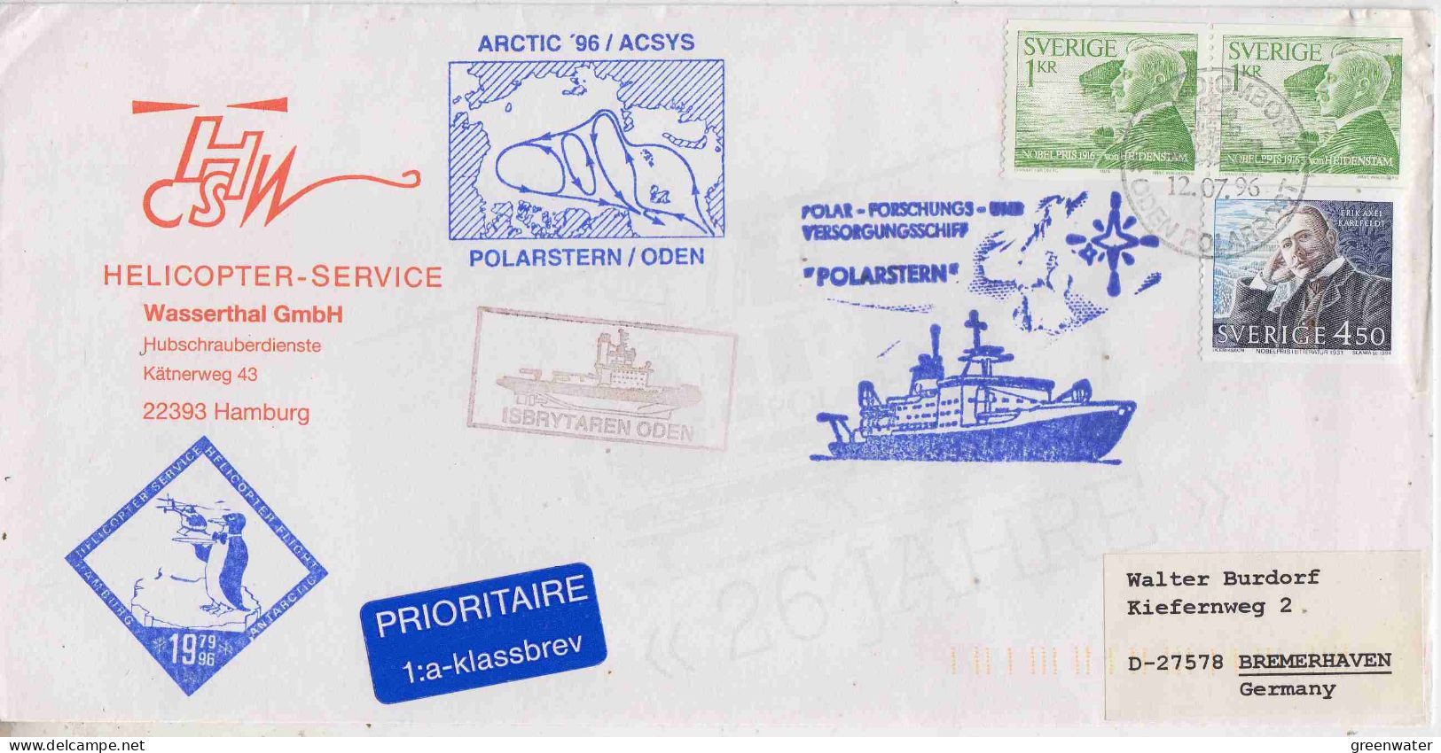 Sweden Polarstern/Oden  Ca Oden/Polarpost 12.07.1996 (JS152) - Expéditions Arctiques