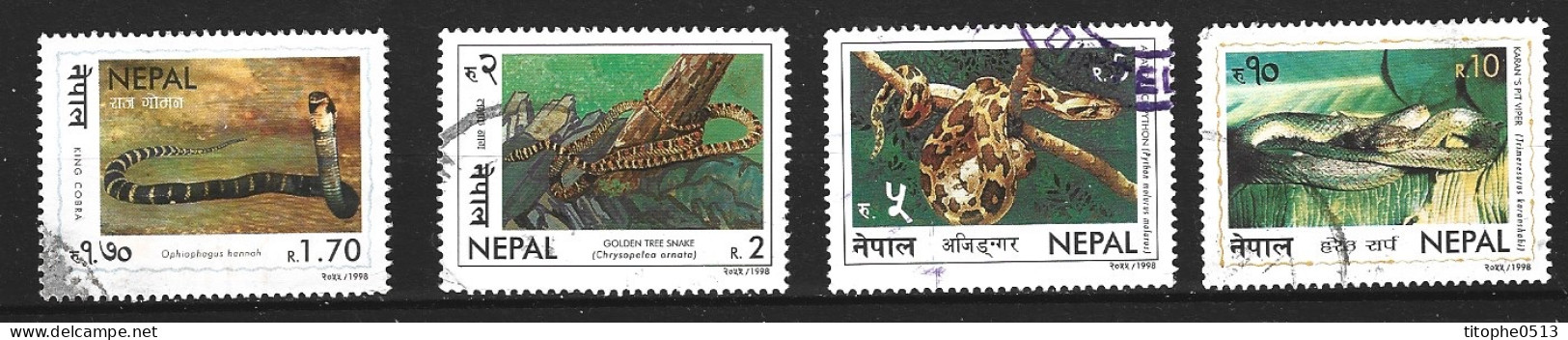 NEPAL. N°642-5 Oblitérés De 1998. Serpents. - Slangen