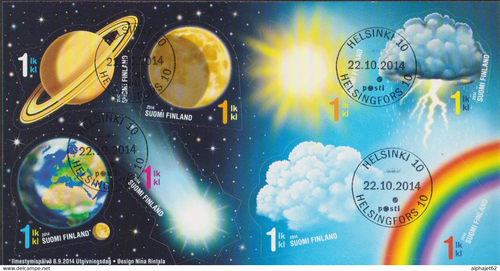 Les Signes Du Ciel - FINLANDE - Carnet Plié - Timbres Adhésifs - N° 2289 à 2296 - 2014 - Used Stamps