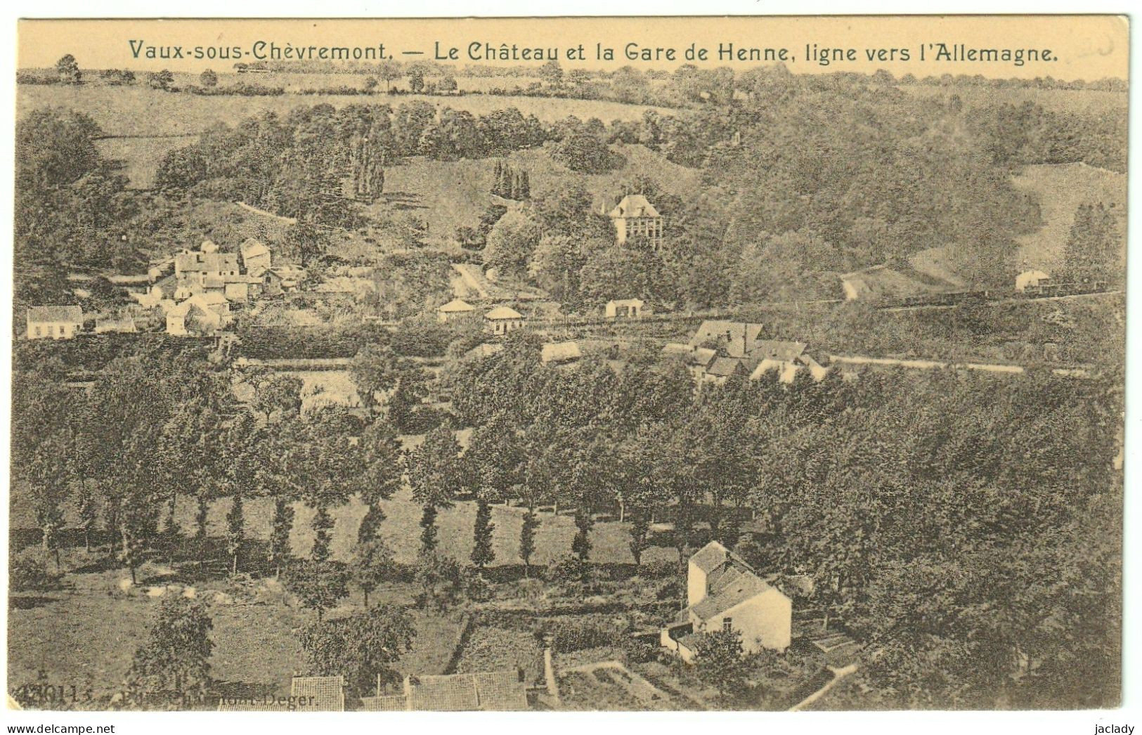 Vaux - Sous - Chèvremont -- Le Château Et La Gare De Henne, Ligne Vers L'Allemagne.   (2 Scans) - Chaudfontaine