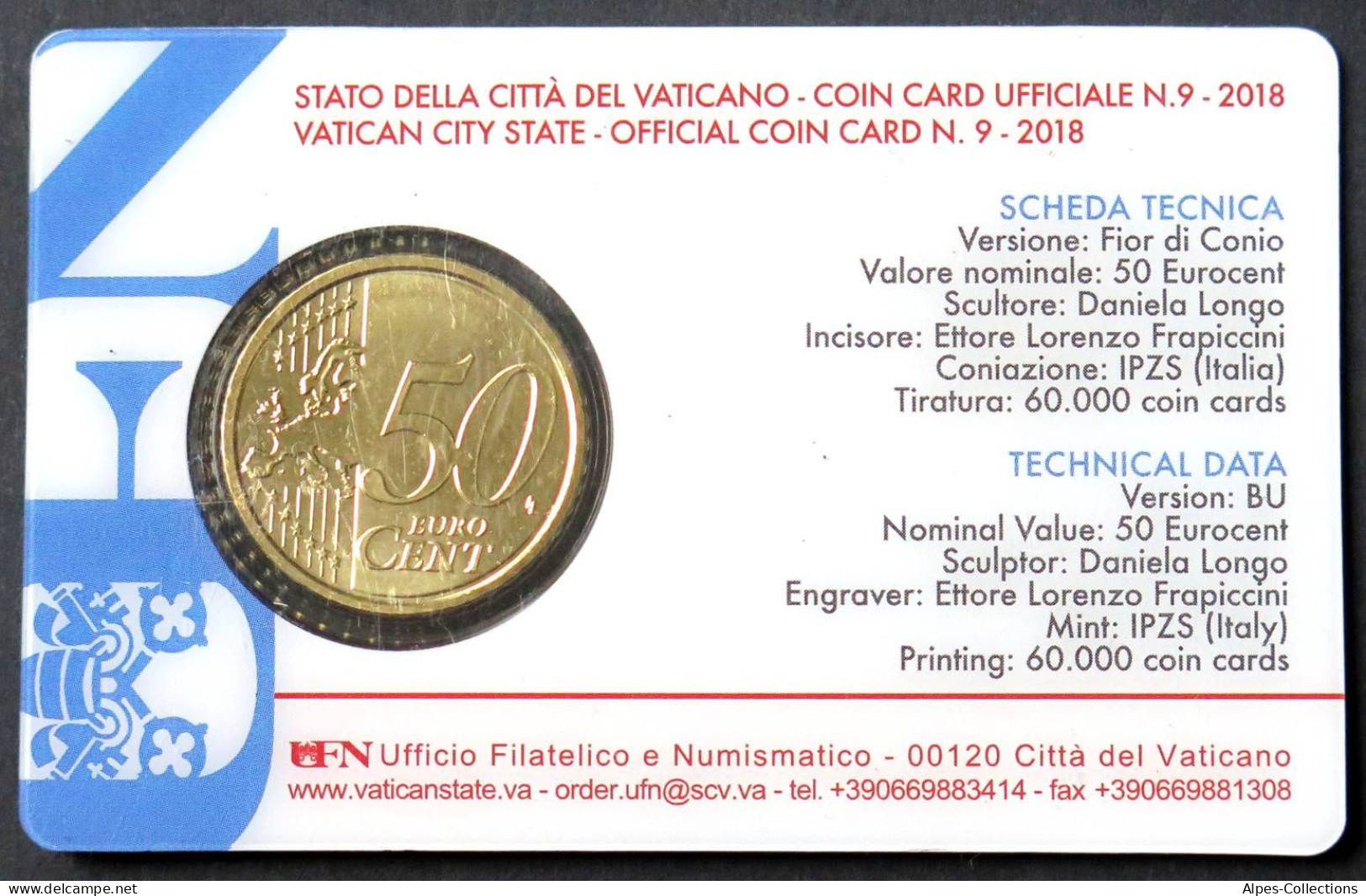 VA05018.2 - COIN CARD N°9 VATICAN - 2018 - 50 Cents - Vaticano (Ciudad Del)