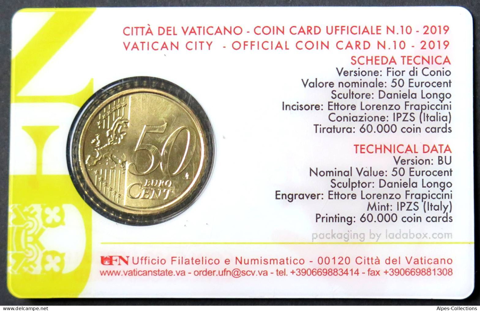 VA05019.1 - COIN CARD N°10 VATICAN - 2019 - 50 Cents - Vaticano