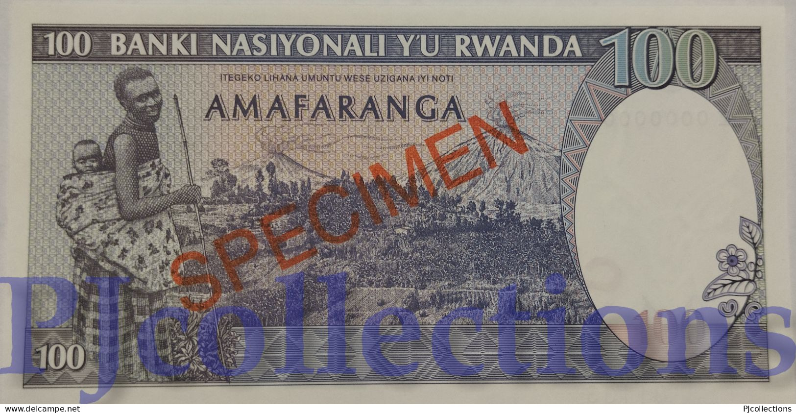 RWANDA 100 FRANCS 1989 PICK 19s SPECIMEN UNC - Ruanda