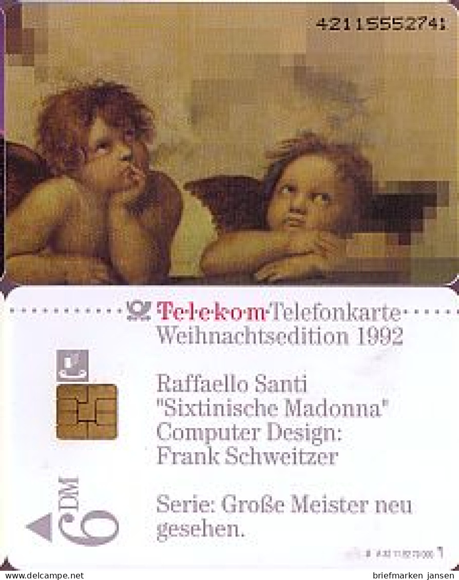 Telefonkarte A 32 11.92 Weihnachtsed. 1992 Raffaello Santi Sixtinische Madonna - Unclassified