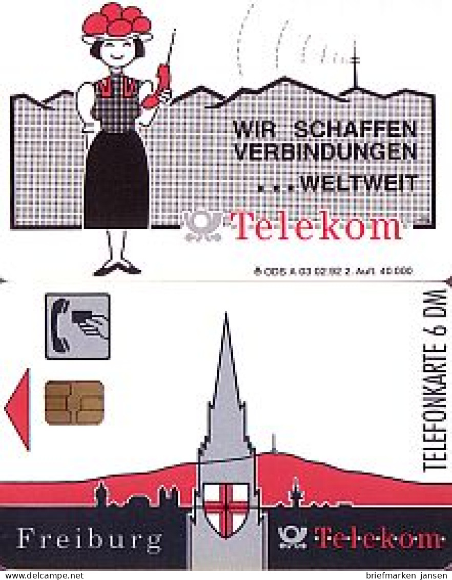 Telefonkarte A 03 02.92 Telekom Freiburg, 1. Aufl., DD 2201, Aufl. 20000 - Unclassified