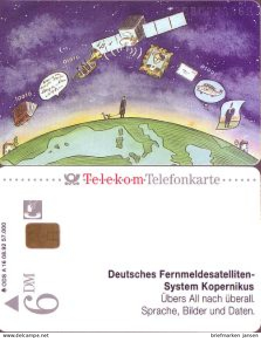 Telefonkarte A 16 08.92 Deutsches Fernmeldesat.syst., DD 2208, Aufl. 57000 - Unclassified