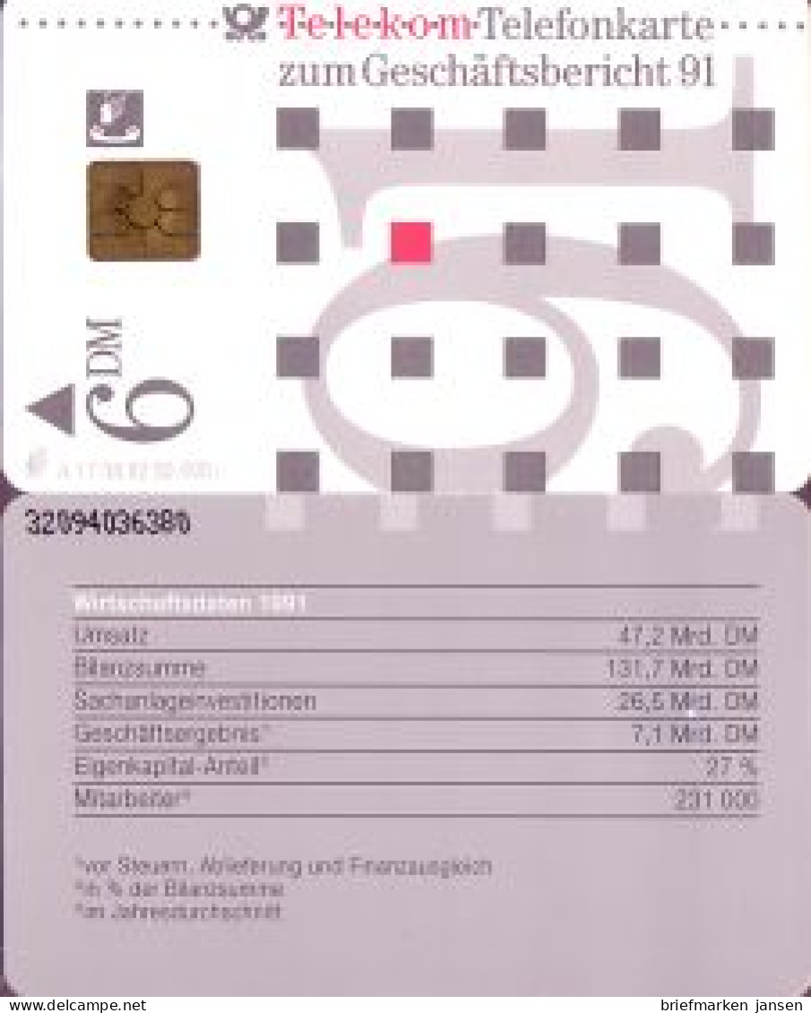 Telefonkarte A 17 08.92 Geschäftsbericht 91, Modul 20, DD 3209, Aufl. 50000 - Unclassified