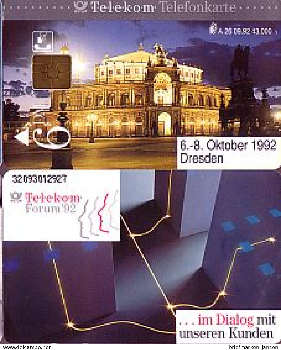 Telefonkarte A 26 09.92 Dresden Semper-Oper, Modul 20, DD 3209, Aufl. 43000 - Unclassified