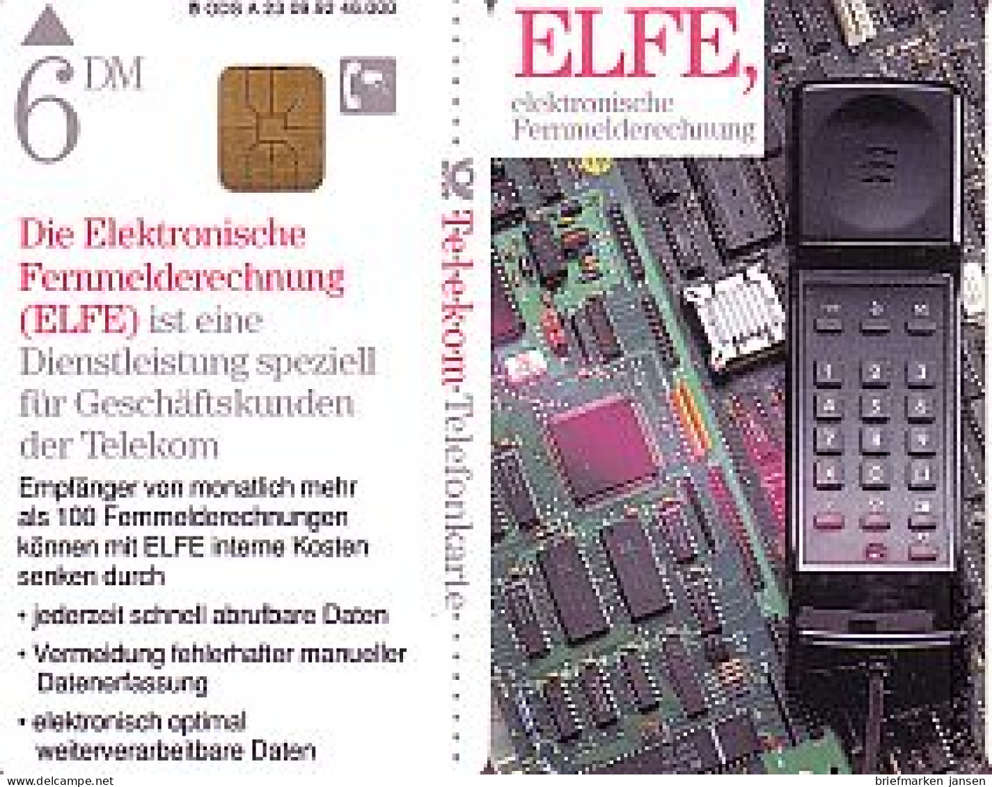 Telefonkarte A 23 09.92 ELFE, Elektr. Fernmelderech., DD 2209, Aufl. 46000 - Unclassified