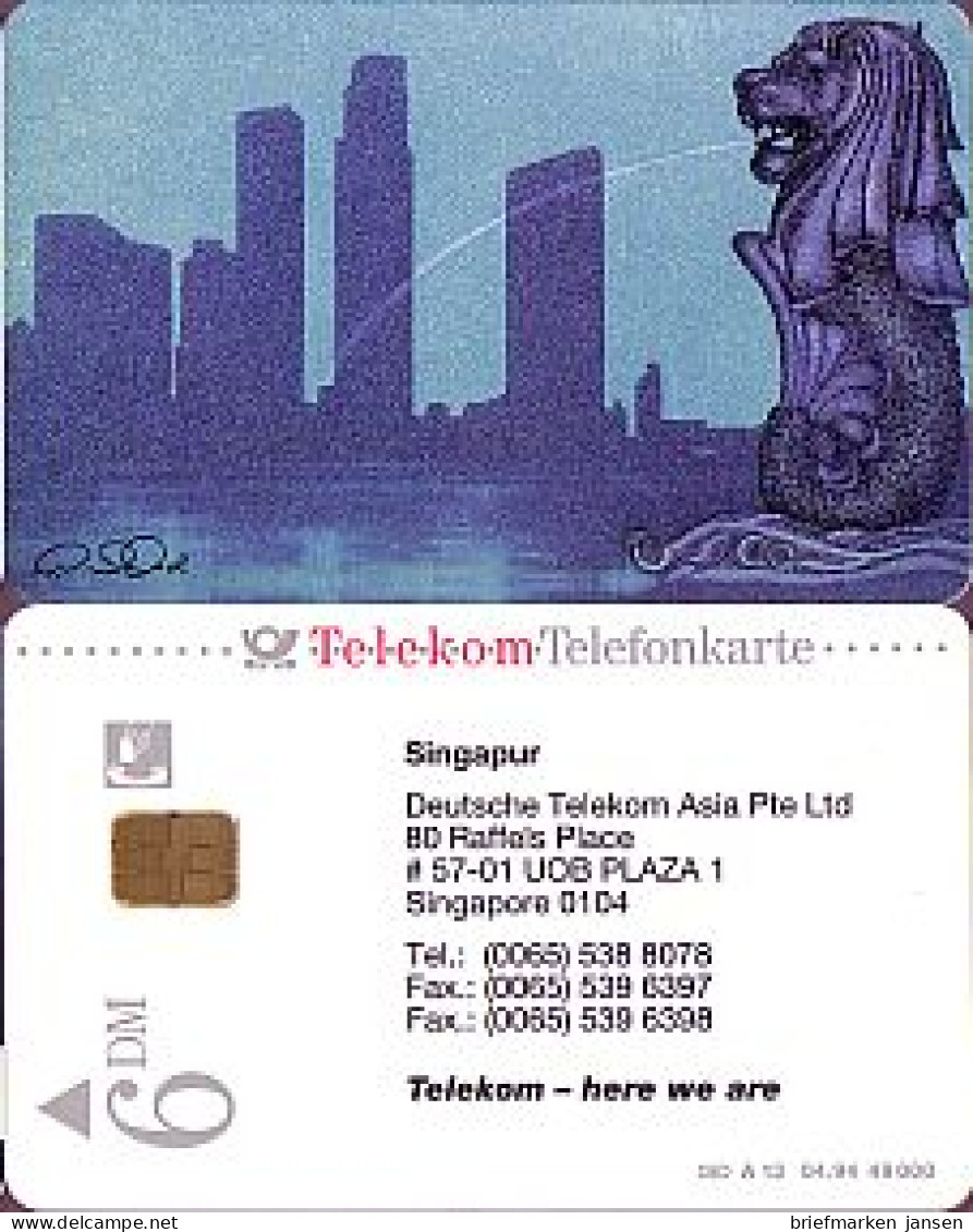 Telefonkarte A 13 04.94 Telekom In Singapur, DD 1403, Aufl. 49000 - Unclassified