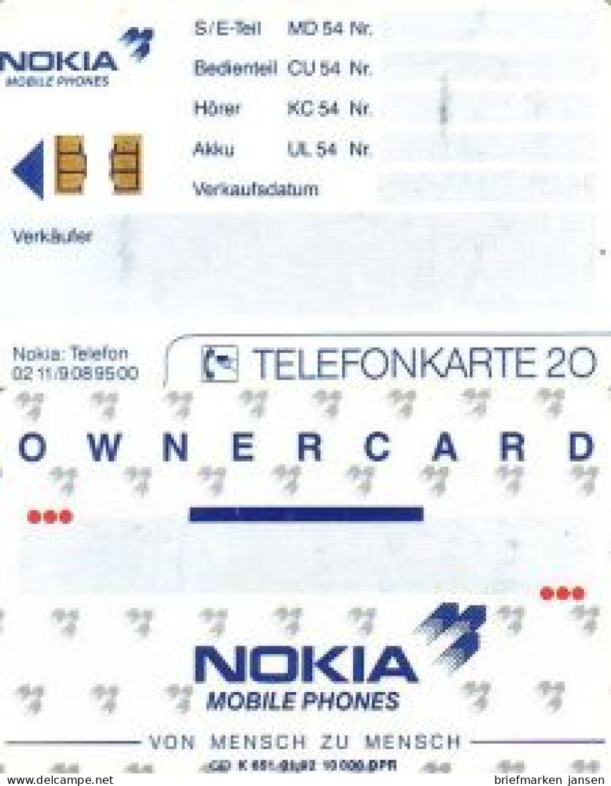 Telefonkarte K 651 01.92 Nokia Mobile Phones - Unclassified