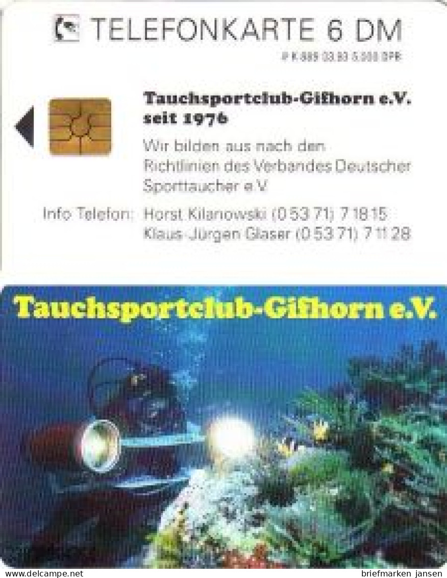 Telefonkarte K 889 03.93 Tauchsportclub Gifhorn EV - Unclassified