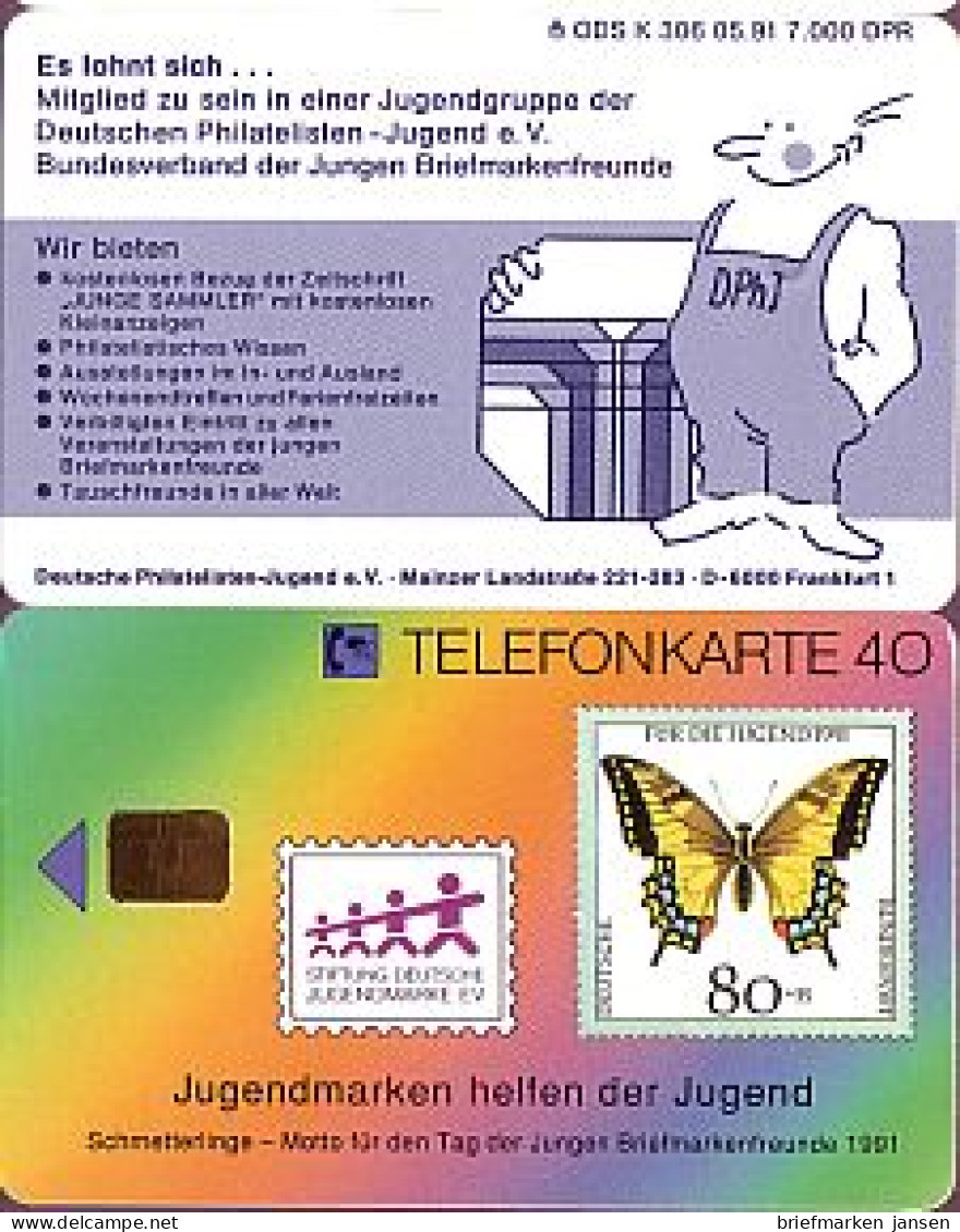 Telefonkarte K 306 05.91, Tag D. Jungen Briefmarkenfreunde, Aufl. 7000 - Unclassified