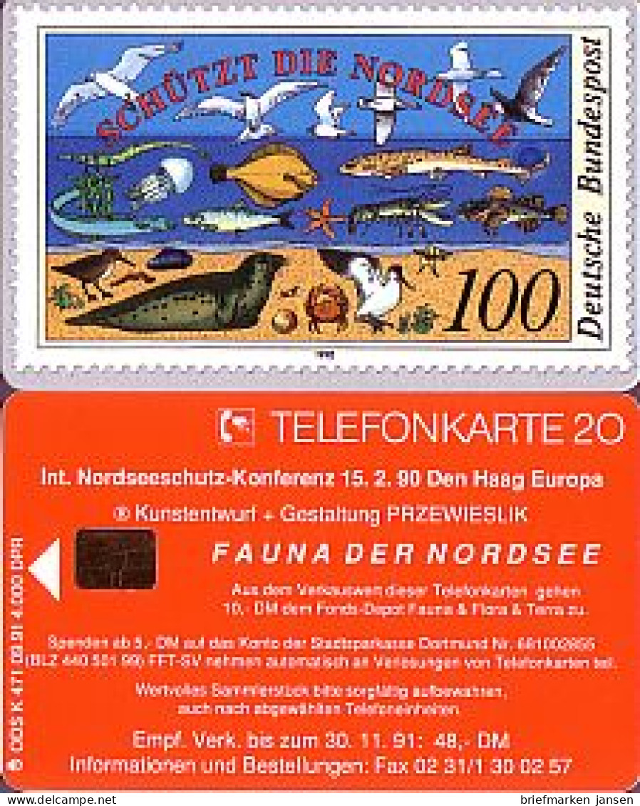 Telefonkarte K 471 09.91, Schützt Die Nordsee (Abbildung Briefmarke), Aufl. 4000 - Unclassified